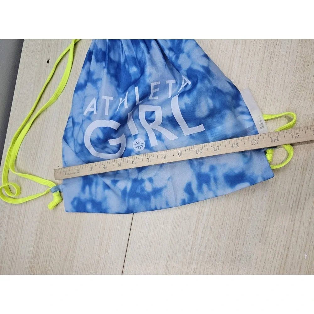 Athleta Girl Tie Dye Drawstring Backpack‎ Cinch Bag Blue Kids Gym Bag